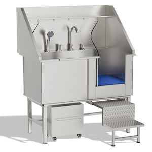 English Elm 50instainless Steel Pet Grooming Tub with Ramps Soap Box and Welded Seamless Basin W3190S00001