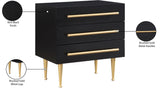 Marisol Black Night Stand 844Black-NS Meridian Furniture