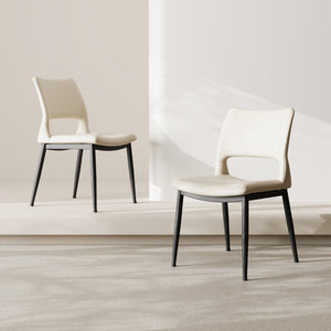 English Elm Modern Pu Leather Dining Chair Set with Ergonomic Backrest and Powder Coated Metal Frame White Pu W1727P426736