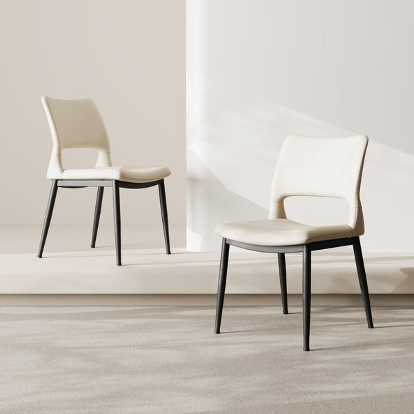 English Elm Modern Pu Leather Dining Chair Set with Ergonomic Backrest and Powder Coated Metal Frame White Pu W1727P426736