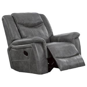 English Elm Encino Light Grey Upholstered Glider Recliner with Padded Arms, Leatherette Comfort & Modern Elegance B062P331086