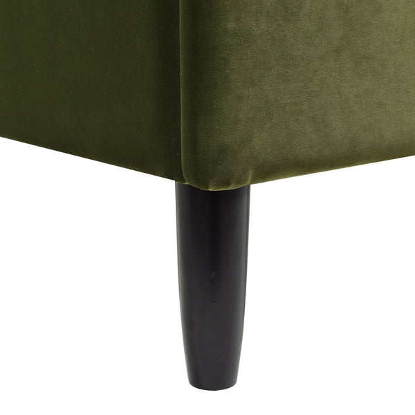 English Elm Jennifer Taylor Home - Aspen Modern Platform Bed Set In Olive Green Velvet - Vertical Tufted Headboard, Queen Size Comfort B2719P238512