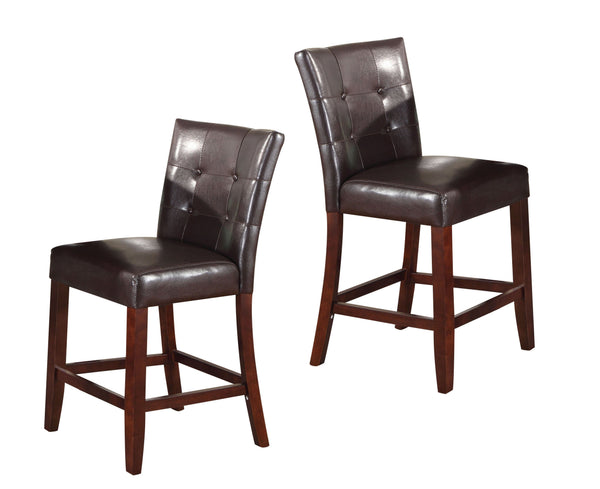 English Elm Set Rustic Counter Height Stools with Beige Upholstery and Nailhead Trim, Weathered Wood Charm Espresso,Walnut 21.25 L x 43 W x 14 H B2741P333945