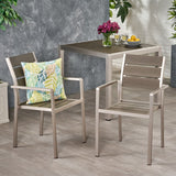 Christopher Knight Home® - Noble House - Cape Coral Outdoor Modern Aluminum Dining Chair With Faux Wood Seat - Set Of 2