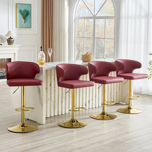 English Elm Modern Pu Leather Swivel Barstools with Adjustable Height and Chrome Base Set of 4 W2920S00134