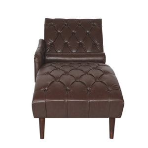English Elm Chaise Lounge Chair Tufted Pu Leather Upholstered Accent Seat for Bedroom Living Room Dark Brown W680P415487