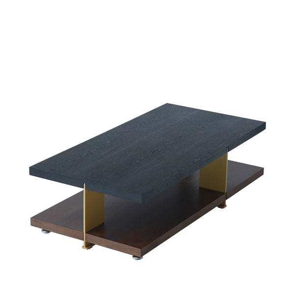 English Elm Classica Rectangle Coffee Table With Walnut Finish & Black Metal Frame – Stylish Two-Tier Design B341P321160