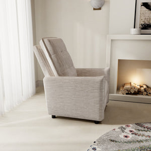 English Elm Chenille Upholstered Push Back Recliner with Metal Frame and Overstuffed Foam Lounger Beige W3568P431428