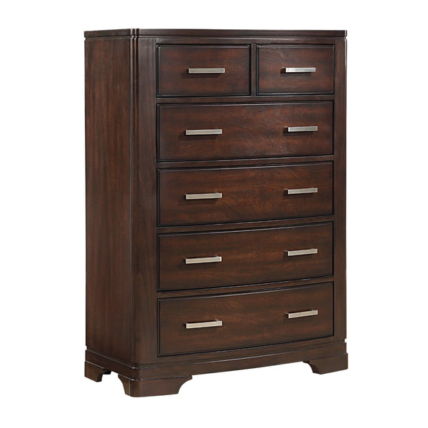 English Elm Modern Cherry Birch Veneer Tall Chest Six Drawers Transitional Bedroom Storage B011P469530