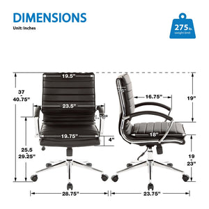 OSP Home Furnishings Mid Back Faux Leather Manager Chair with Lumbar Support and Pneumatic Height Control SPX23591C-U6