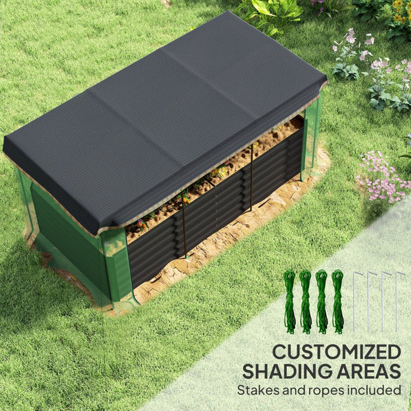English Elm Raised Galvanized Steel Garden Bed with Crop Cage Shade Cloth and Bottomless Design T3971P422472