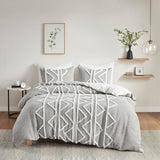 INK+IVY Hayes Global Inspired Chenille 3 Piece Cotton Duvet Cover Set II12-1164 Gray