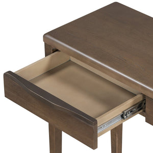 English Elm U_style Oak Veneer Console Table with Three Wave Drawers for Entryway or Foyer Brown N711P401926D