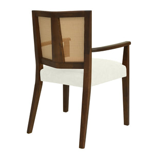 English Elm Christopher Knight Home® - ARM Mid-Century Dining Chair with Rattan Back & Upholstered Foam Seat, Solid Rubberwood Frame Beige,Walnut N771P254005T