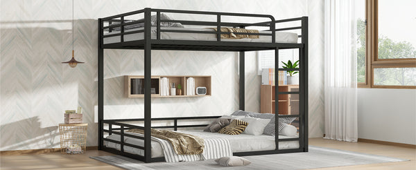 English Elm Metal Full-Over-Full Bunk Bed Frame - Heavy-Duty, Noise-Reduced Design For Kids And Adults In Black W1580S00158