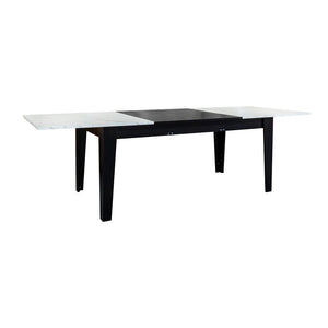 English Elm Dining Table Extendable Woodgrain Melamine Top Seats up to Ten Open Plan Kitchen White Line W331S00209