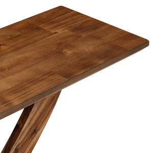 English Elm Mirod 57 Inch Acacia Veneer Console Table with Cross Leg Base for Entryway Brown N760P214643D