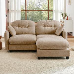 English Elm Cloud Sectional L-Shaped Sofa With Movable Ottoman, Soft Chenille Fabric, Elegant Tufted Design W714S01375