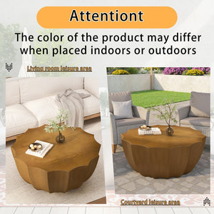 English Elm 35.43" Modern Waterproof Outdoor Indoor Coffee Table — Durable MgO Cement, 220lb Capacity, Stylish Patio Centerpiece Wood W757P314429