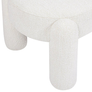 English Elm Jennifer Taylor Home - Hugo 49" Oval Upholstered Bench in Milk Cream Bouclé — Cozy sherpa-like texture, rounded legs, playful seating (98) B2719P238467