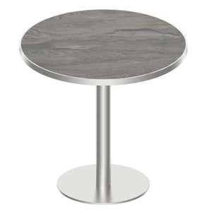 English Elm Round Tulip Bistro Table Faux Marble Top Gold Pedestal Base for Small Dining Spaces W3316P421500