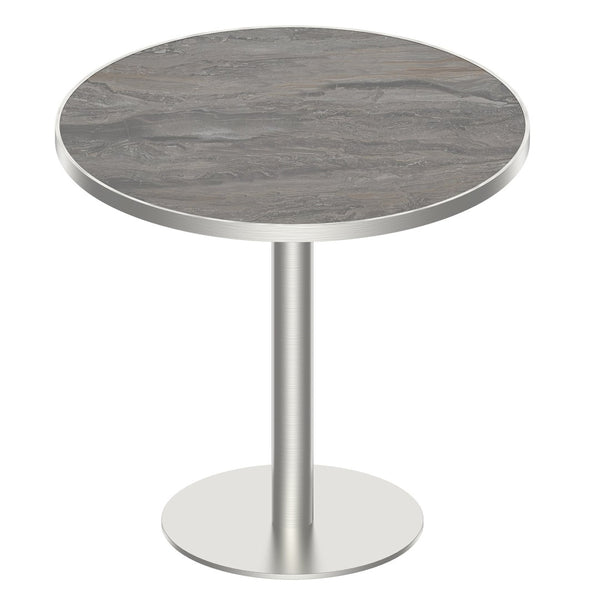 English Elm Round Tulip Bistro Table Faux Marble Top Gold Pedestal Base for Small Dining Spaces W3316P421500