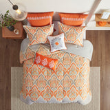 Madison Park Nisha Global Inspired 7 Piece Printed Cotton Sateen Comforter Set MP10-1692 Orange