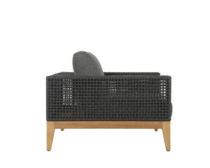 Sunpan SALERNO Armchair - Contemporary Gracebay Grey Lounge Chair with Teak Frame for Indoor & Outdoor Use 109513