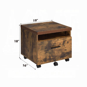 English Elm Industrial Weathered Oak File Cabinet with Drawer & Shelf on Casters, Metal Frame, Compact 19"Wx16"D B2741P334827