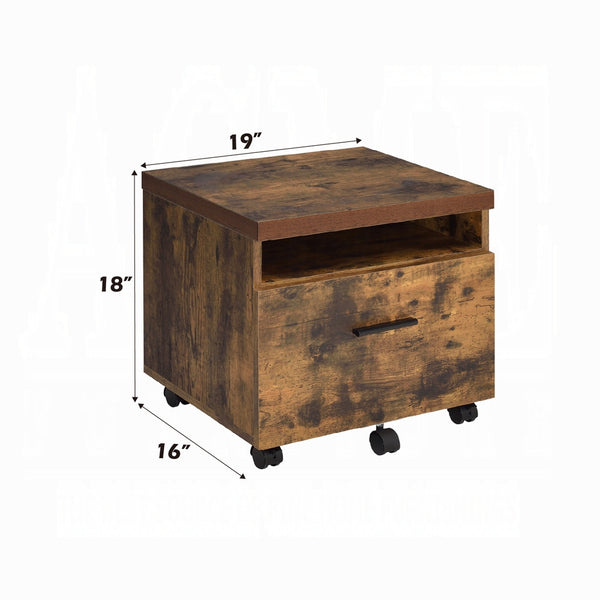 English Elm Industrial Weathered Oak File Cabinet with Drawer & Shelf on Casters, Metal Frame, Compact 19"Wx16"D B2741P334827