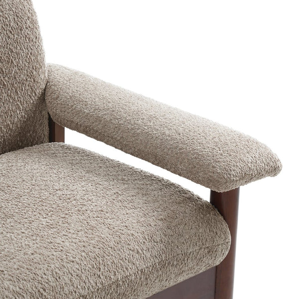 English Elm Modern Berber Fleece 2 Seat Loveseat Rubberwood Base Plush Armrest Couch for Apartments Brown N763S000050D