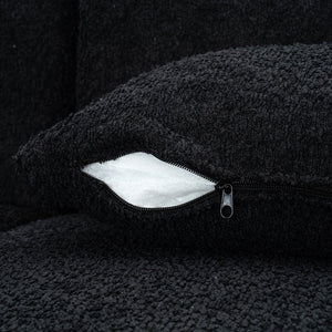 English Elm Upholstered Boucle Sofa with Lumbar Pillow Pocket Spring Seating for Living Room Black N719P250550B