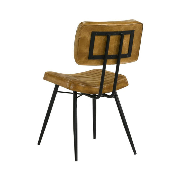 English Elm Set Of 2 Leather Upholstered Side Chairs - Stylish Camel & Black For Modern Farmhouse Decor B016P225469-GIGA