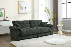 English Elm Casual 3-Seater Chenille Sofa In Elegant Green - Modern Minimalist Design For Ultimate Comfort & Style W2100S00214