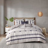 INK+IVY Cody BOHO 3 Piece Cotton Comforter Set II10-1261 Gray/Navy