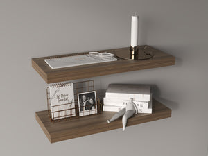 English Elm Floating Shelves - Elegant Mahogany Finish, Space-Saving Design, Perfect For Modern Home Décor B097P250920