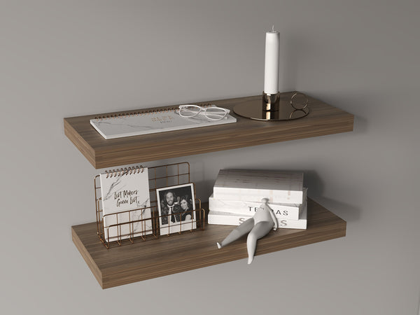 English Elm Floating Shelves - Elegant Mahogany Finish, Space-Saving Design, Perfect For Modern Home Décor B097P250920