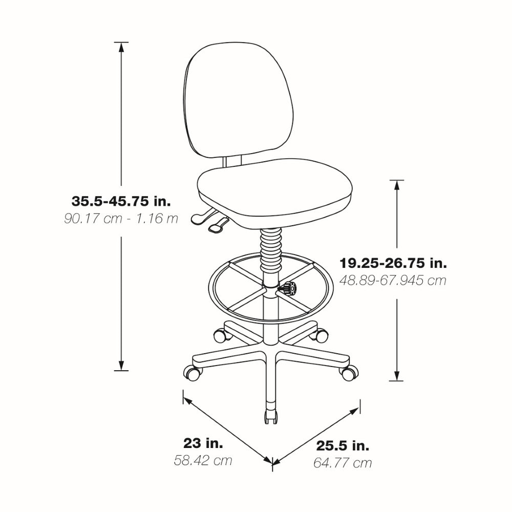 OSP Home Furnishings Deluxe Ergonomic Drafting Chair with Lumbar Support for Sit Stand Desk Productivity C Grade Fabric DC940-C
