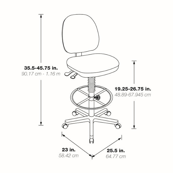 OSP Home Furnishings Deluxe Ergonomic Drafting Chair with Lumbar Support for Sit Stand Desk Productivity C Grade Fabric DC940-C