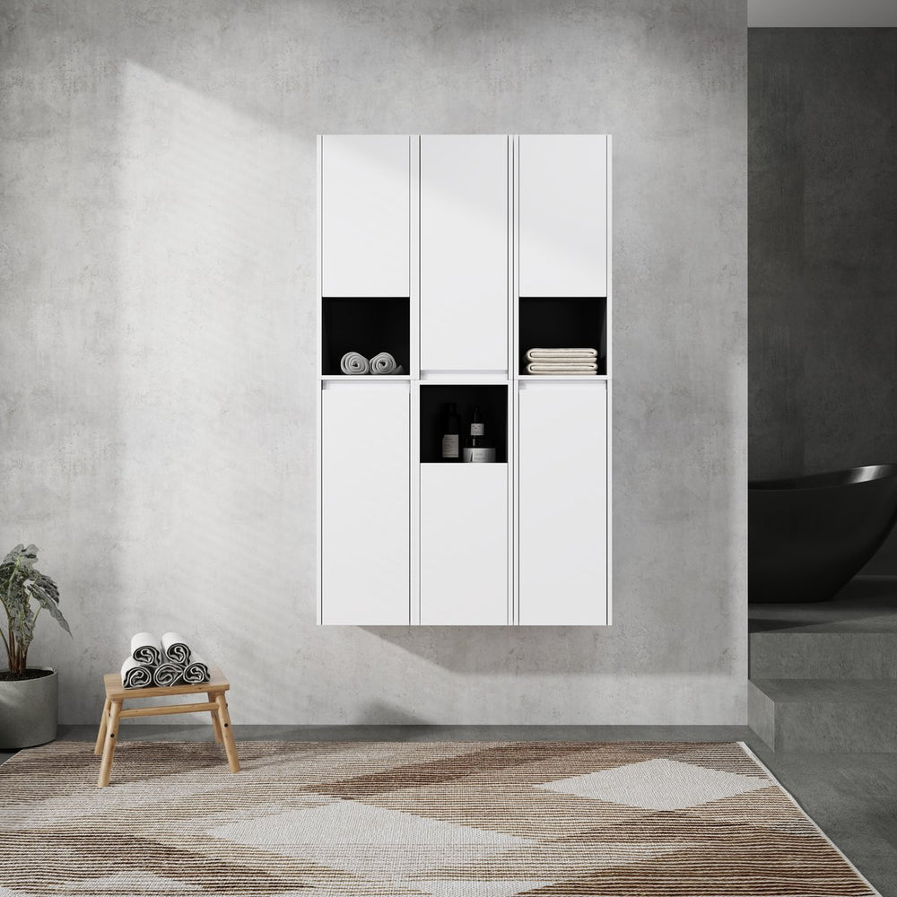 English Elm 12" Bathroom Side Cabinet - Sleek Wall-Mounted Storage With Soft-Close Doors & Modern Design W999S00283