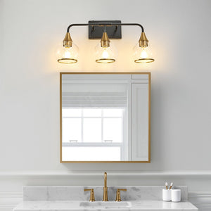 English Elm 23" Three Light Matte Black Brass Vanity Sconce with Clear Glass for Bath or Bedroom W1340P266137