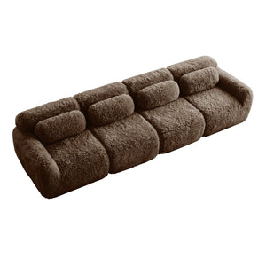 English Elm 149'' Plush Modular Cloud Sofa Boneless Ergonomic Design for Home Theater Lounge Chocolate W714S01544