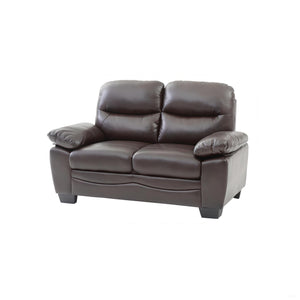 English Elm Glory Marta G674-L Loveseat with Pocket Coil Seating, PU Upholstery, Removable Backs, Durable Design Dark Brown 15 L x 60 W x 31 H B078108377