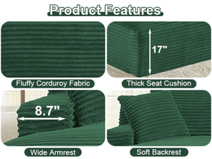 English Elm Indoor Oversized Double Chair Sleeper Sofa Wide Low Profile Minimalist Lounge Seat Green W2100S00351
