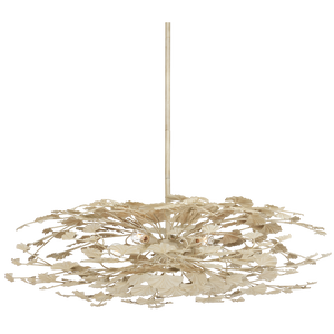 Maidenhair Cream Semi-Flush Mount Light Fixture - Nature-Inspired Design with Antique Pearl Finish