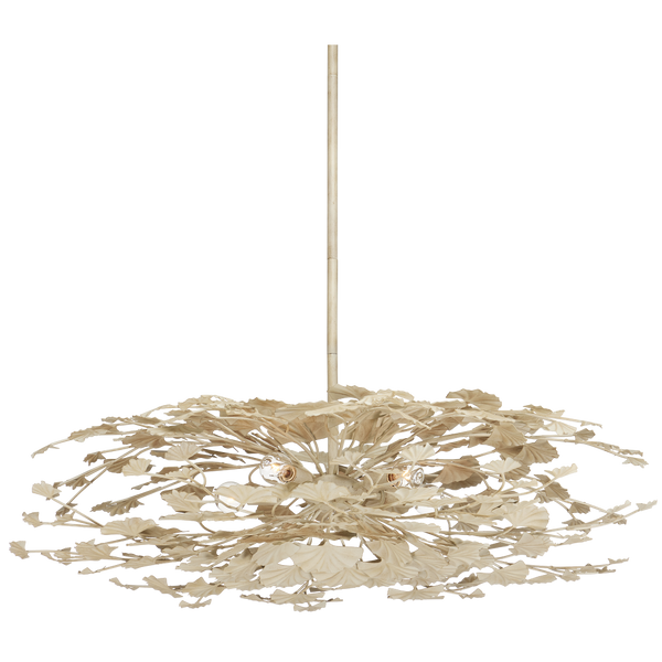 Maidenhair Cream Semi-Flush Mount Light Fixture - Nature-Inspired Design with Antique Pearl Finish