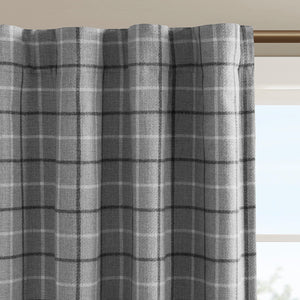 JLA Home Madison Park - Plaid Yarn-Dyed Rod Pocket & Back Tab Curtain Panel with Fleece Lining, Insulating Rustic Charm MP40-8274