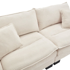 English Elm Corduroy Stylish Sleeper Sofa Loveseat with Dual-Layer Cushions & Two Support Pillows, Sturdy Frame Beige W676P184129