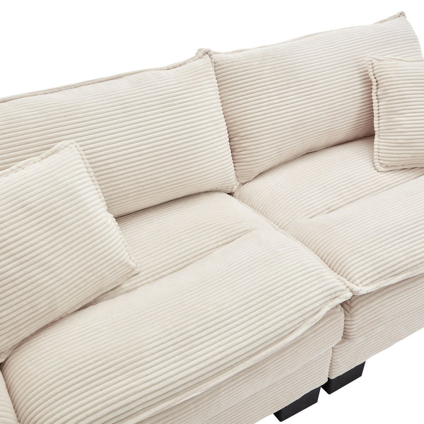 English Elm Corduroy Stylish Sleeper Sofa Loveseat with Dual-Layer Cushions & Two Support Pillows, Sturdy Frame Beige W676P184129