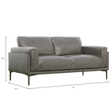 English Elm Wallace & Bay - Wallace & Bay  Onyx Gray Leather Loveseat